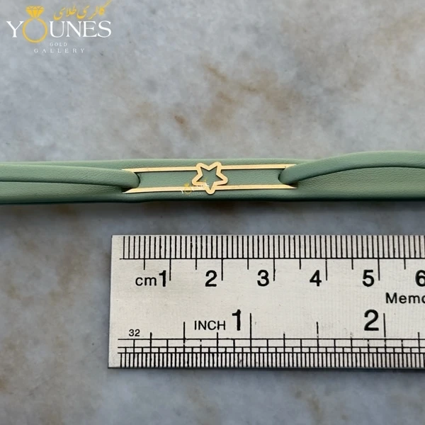 دستبند طلا ستاره تک زنانه چرم